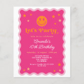 Budget Roze Sinaasappel Smile Face Wavy Verjaardag (Voorkant)