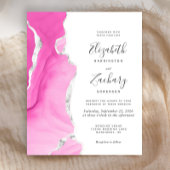 Budget roze Siver Agate Modern Wedding Uitnodiging
