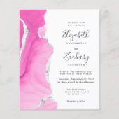 Budget roze Siver Agate Modern Wedding Uitnodiging (Voorkant)