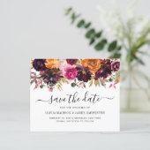 Budget roze Terracotta Mauve Floral Save the Date (Staand voorkant)