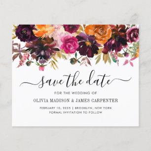Budget roze Terracotta Mauve Floral Save the Date