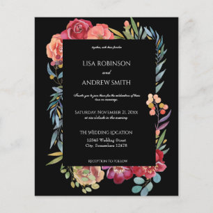 Budget Roze Tropisch Bloemmotief Zwart V1 Trouwfly Flyer