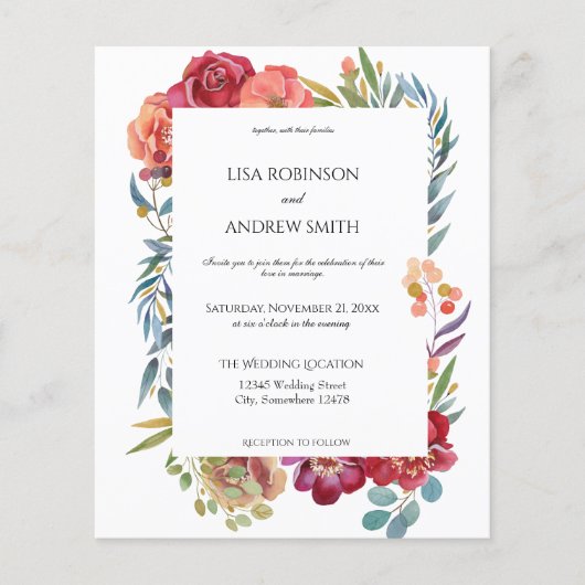 Budget roze tropische Floral White V1 Wedding Flye Flyer (Voorkant)