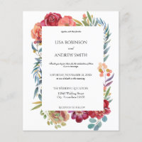 Budget roze tropische Floral White V1 Wedding Flye