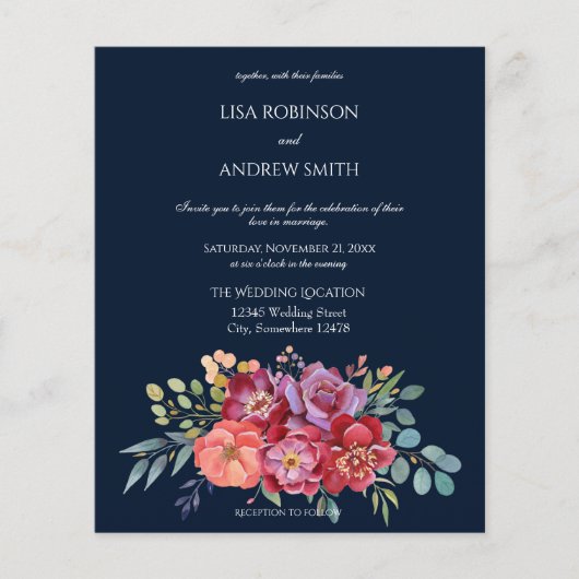 Budget roze tropische houtvlooienmarine V2 Wedding Flyer (Voorkant)