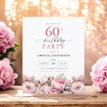 Budget Roze Tuin Bloemen 60ste Verjaardag Uitnodig<br><div class="desc">Vier in stijl met een tuin bloemenkalligrafie 60e verjaardag uitnodiging, perfect voor een mijlpaal evenement. Met levendige bloemige design en elegante kalligrafie zet deze uitnodiging een grillige maar verfijnde toon voor uw feest. Het weelderige tuinthema combineert natuurlijke schoonheid met sierlijke typografie, waardoor een tijdloze en uitnodigende look wordt gecreëerd. Ideaal...</div>
