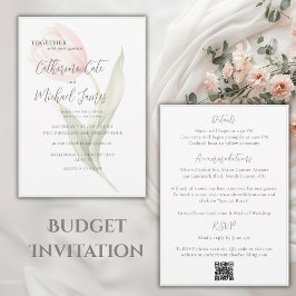 Budget Roze Tulp Bloemige Salie Elegante Trouwdag Kaart