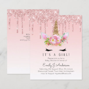 BUDGET Roze Unicorn Baby shower Drijvende glitter