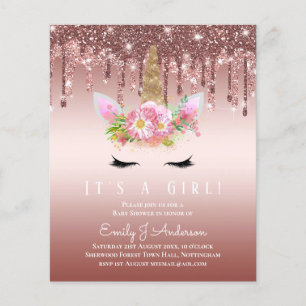 BUDGET Roze Unicorn Baby shower Drijvende glitter