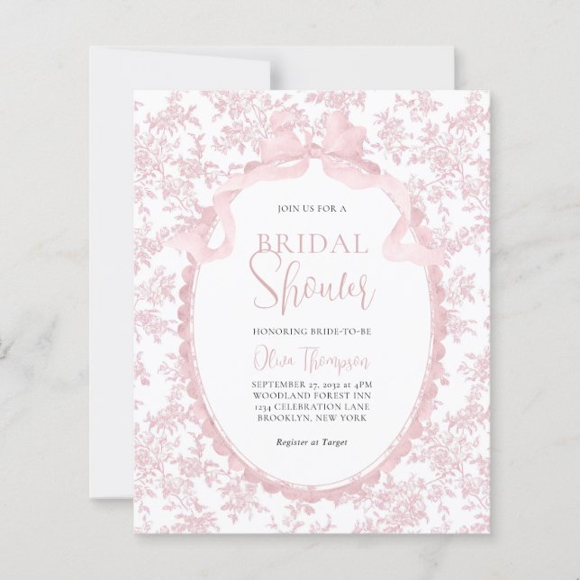 BUDGET Roze Vintage Botanische Boog Bruiloft Feest (Voorkant)