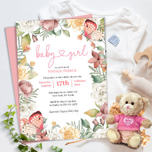 Budget roze vlinder Floral Girl Baby shower