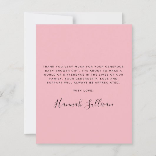 Budget Roze Voetjes Baby Meisje Shower Bedankkaart (Achterkant)