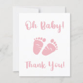 Budget Roze Voetjes Baby Meisje Shower Bedankkaart (Voorkant)