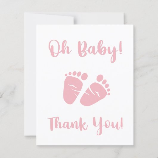 Budget Roze Voetjes Baby Meisje Shower Bedankkaart (Voorkant)