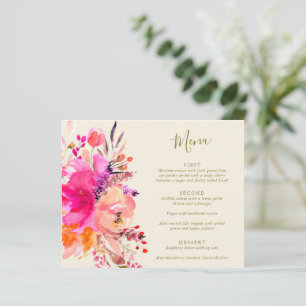 Budget Roze Waterverf Bloemstuk Huwelijksmenu op M