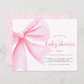 Budget roze Waterverf Bow Ribbon Girl Baby shower (Voorkant / Achterkant)