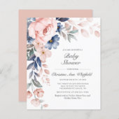 Budget Roze Waterverf Floral Blush Baby shower (Voorkant / Achterkant)