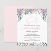 Budget Roze Waterverf Floral Girl Baby shower (Voorkant / Achterkant)