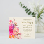 Budget roze Waterverf Floral Wedding Invite (Staand voorkant)