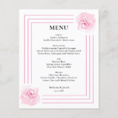 Budget Roze Waterverf Roos trouwmenu (Voorkant)