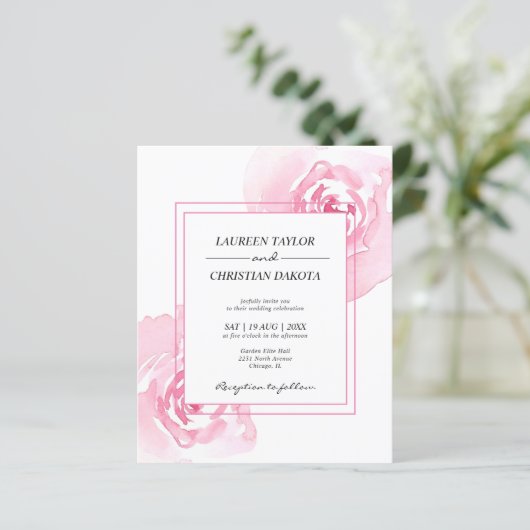 Budget roze Waterverf Rozen Weddenschap (Staand voorkant)