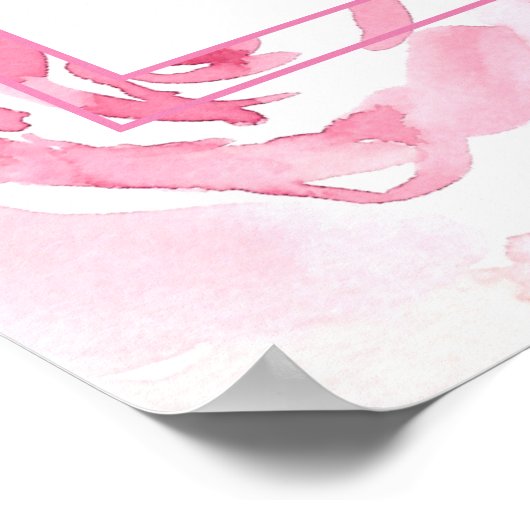 Budget Roze Waterverfrozen Bruiloft Poster (Hoek)