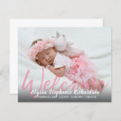 Budget roze Welkom Meerdere Foto's Aankondiging Ba (Voorkant / Achterkant)