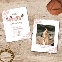 Budget Roze Western Foto Baby Meisje Douche Invite
