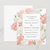 Budget roze White Floral Rustic Wedding Invitation (Voorkant / Achterkant)
