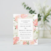 Budget roze White Floral Rustic Wedding Invitation (Staand voorkant)