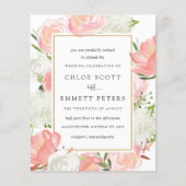 Budget roze White Floral Rustic Wedding Invitation (Voorkant)