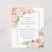Budget roze White Floral Rustic Wedding Invitation (Voorkant / Achterkant)