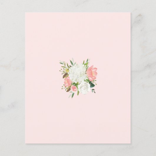 Budget roze White Floral Rustic Wedding Invitation (Achterkant)