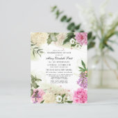 Budget Roze White Paars Floral Funeral Invitation (Staand voorkant)