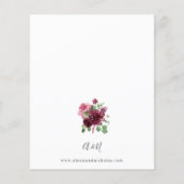 Budget Roze & Wijnrood Bloem 7 Trouwdag Flyer (Achterkant)