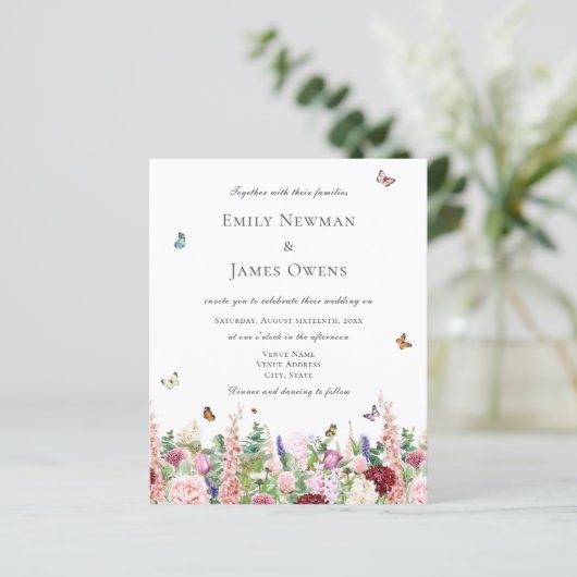 Budget Roze Wildbloemen & Butterflies Wedding (Staand voorkant)