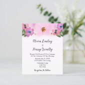 Budget Roze Wilde Bloem Tuin Bruiloft Uitnodiging (Staand voorkant)