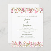 Budget roze wilde bloemen Floral Border Wedding (Voorkant / Achterkant)