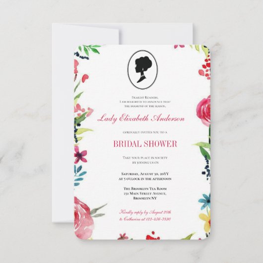 Budget Roze Wildflowers Bridgerton Vrijgezellenfee Kaart (Voorkant)