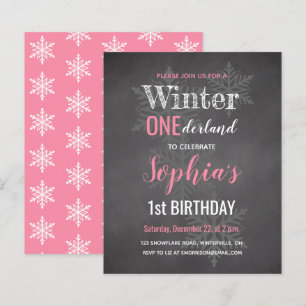 Budget Roze Winter Onederland 1e Verjaardagsuitnod