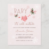 Budget Roze Winter Zijn Koude Buiten Baby shower (Voorkant)