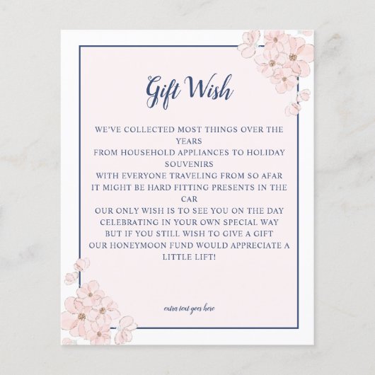 BUDGET Roze zeemacht Floral Wedding Gift Wish (Voorkant)