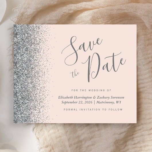 Budget Roze Zilveren Trouw Save the Date