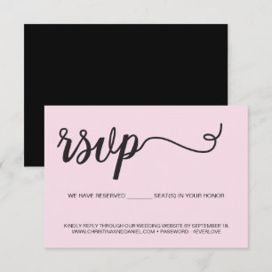 Budget Roze Zwarte Trouwwebsite plaatsen gereserve RSVP Kaartje