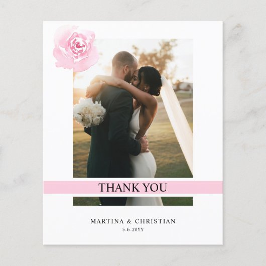 Budget Rozen Bruiloftdank u Flat Kaart (Voorkant)