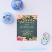 Budget rozen PHOTO graduatie party Uitnodiging Flyer (Enkel)