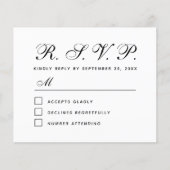 Budget RSVP Black and White Wedding Response Card (Voorkant)