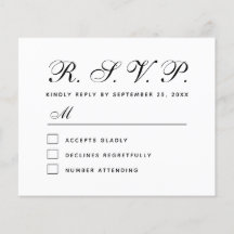 Budget RSVP Black and White Wedding Response Card