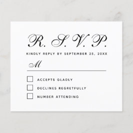 Budget RSVP Black and White Wedding Response Card