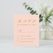 Budget RSVP Blush Pink Script Simple Response Kaar (Staand voorkant)